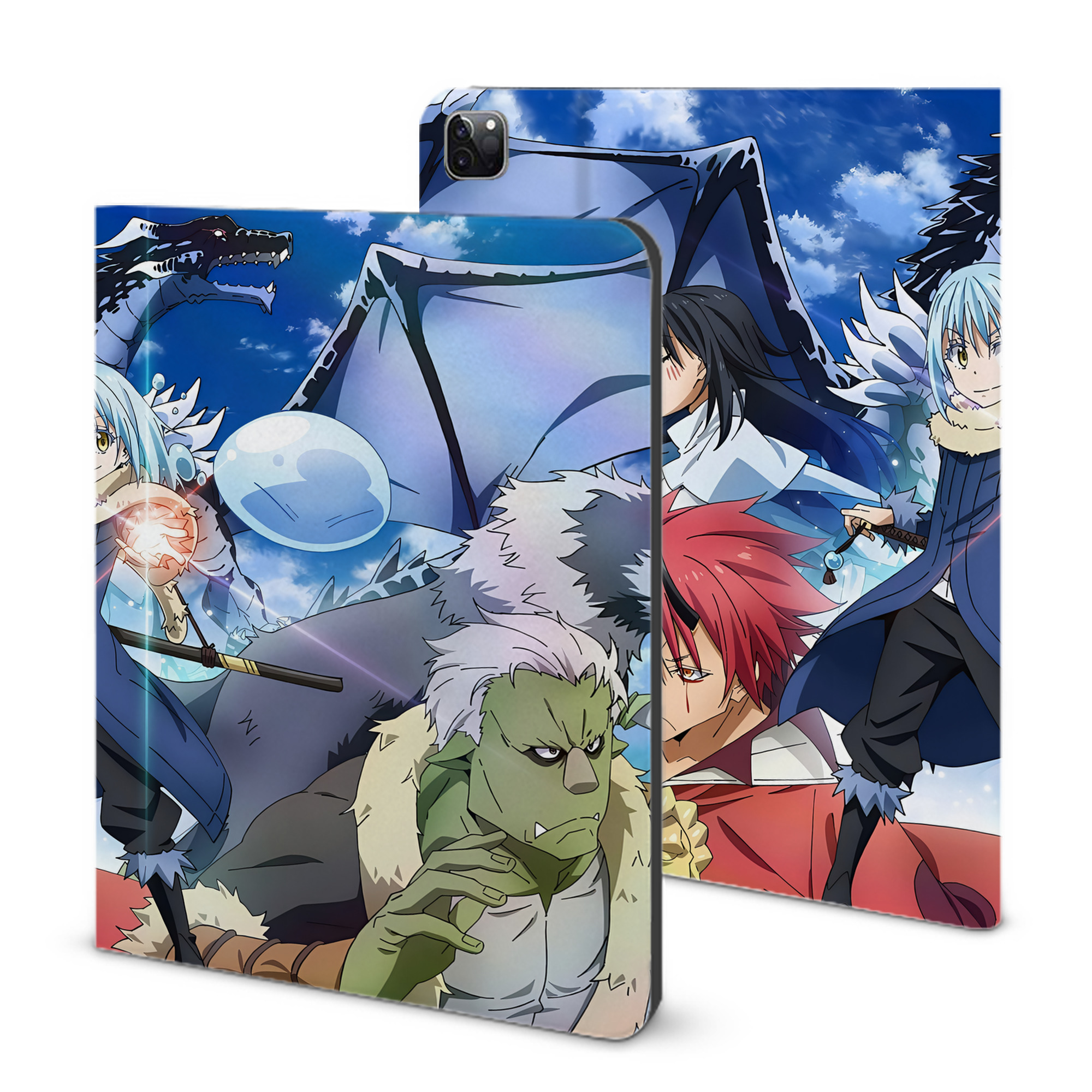 （画像用） 転スラ Regarding Reincarnated to Slime IPad ケース ブック型 PUレザー TPU 耐衝撃 軽量 薄型 ペン収納なし 全面保護 IPad 各モデル対応